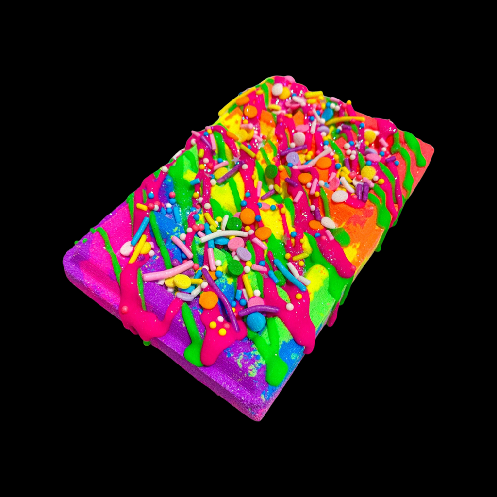 Rainbow Sherbet Waffle Bath Bomb with Cocoa Butter Drizzle