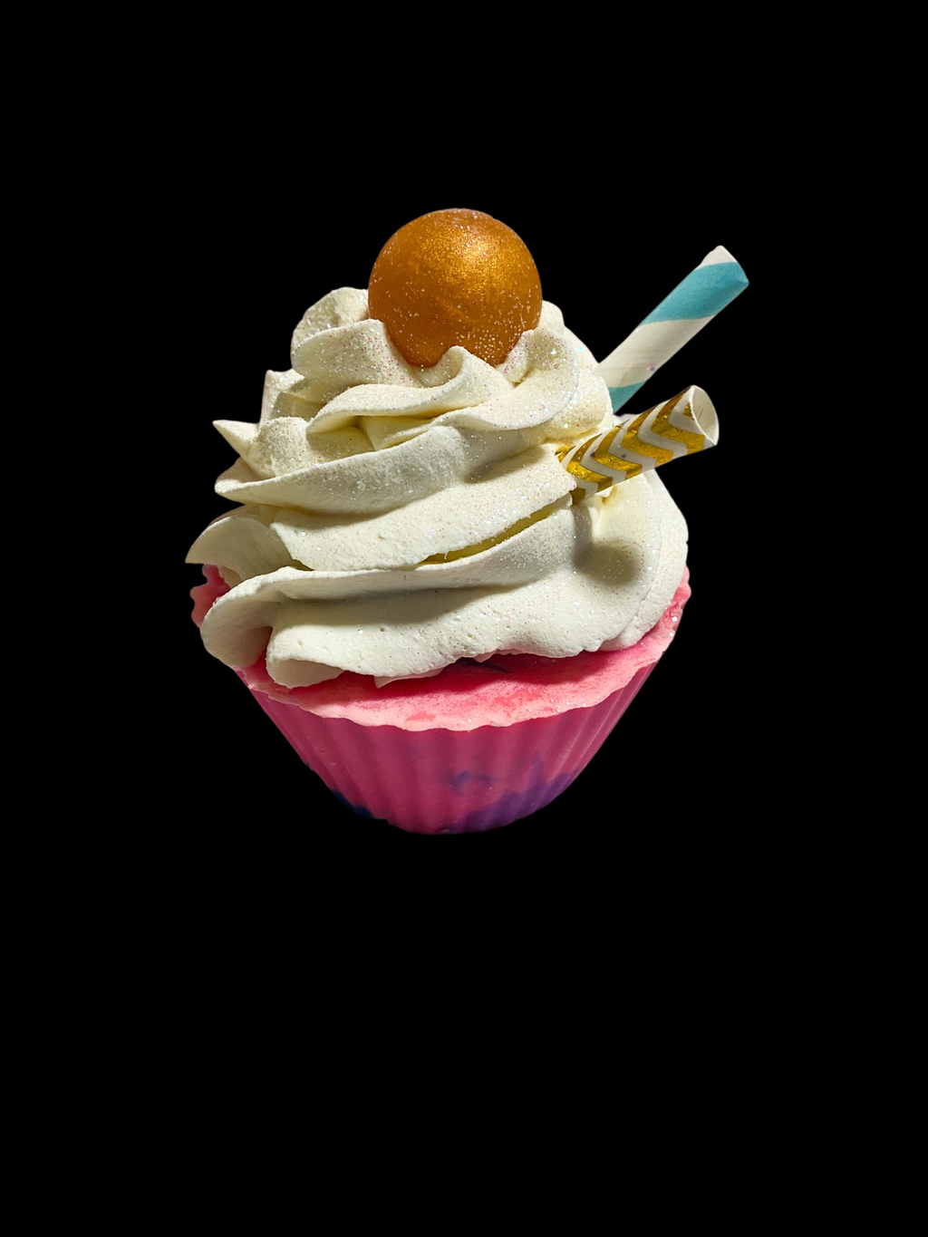 Soap Cupcake - Rainbow Sherbet (With Straws)